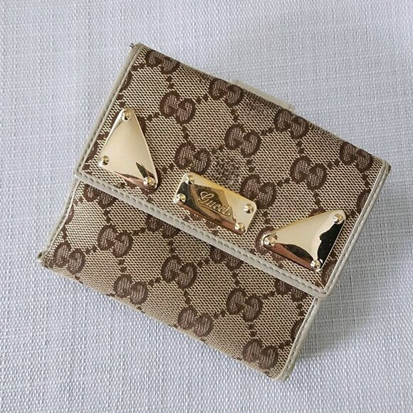 Gucci Monogram Guccissima Wallet 5" x 4.5" Canvas Brown GG Gold Hardware - Picture 1 of 9